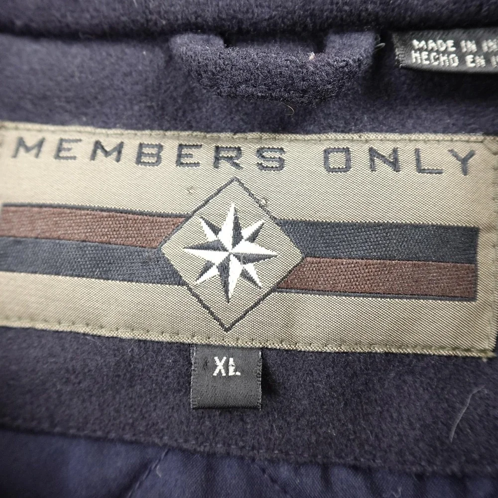 Members‎ Only Jacket Mens XL Blue Wool Blend Heavy Bomber Car Coat Snap Front